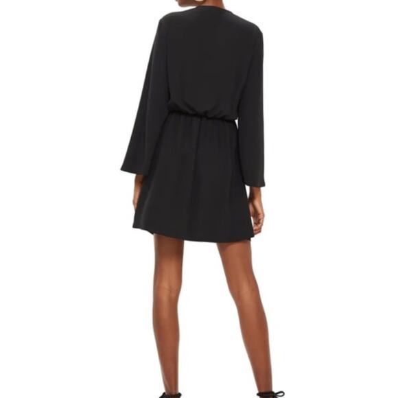 Topshop Size 4 Tifanny Knot Long Sleeve Mini Dress in Black Minimalist Career - Picture 3 of 13
